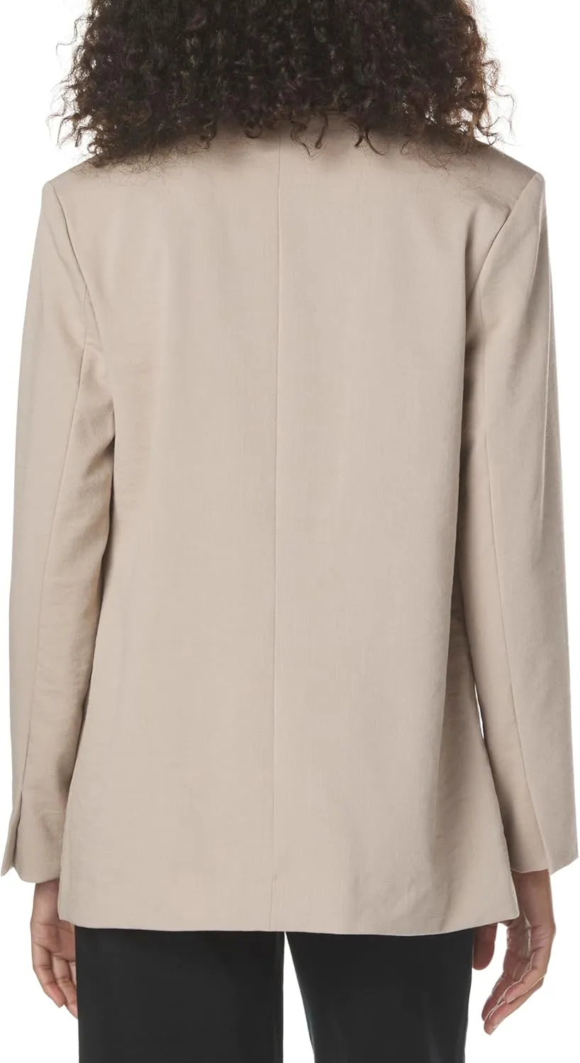 Women's Long Sleeve V Neck Twill Open Blazer
