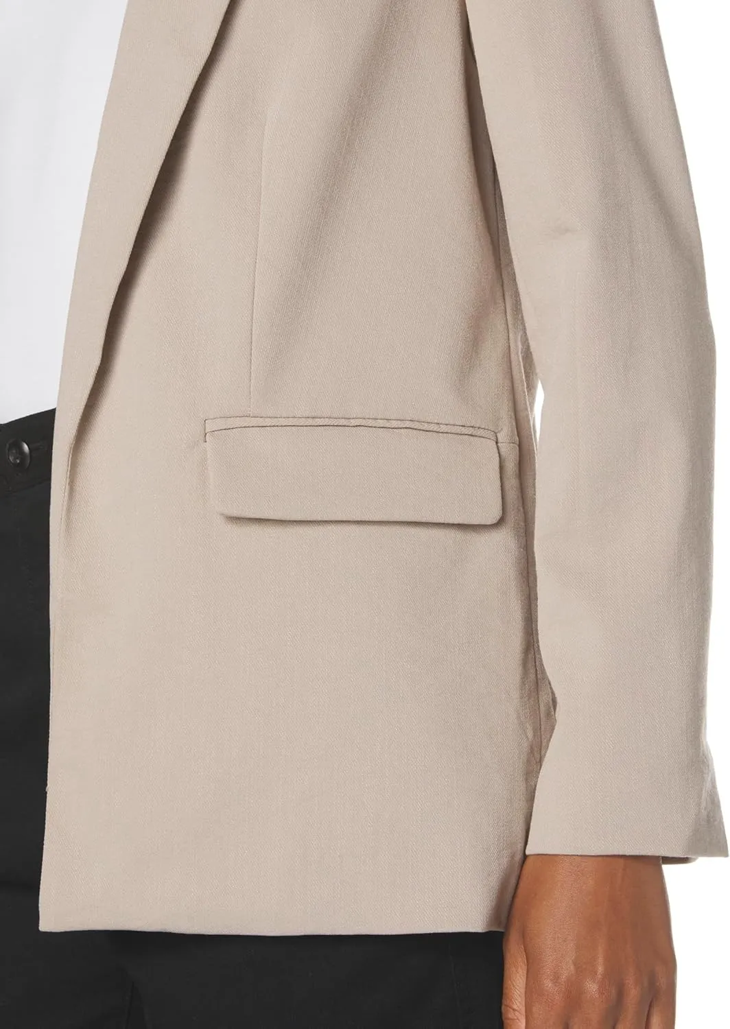 Women's Long Sleeve V Neck Twill Open Blazer