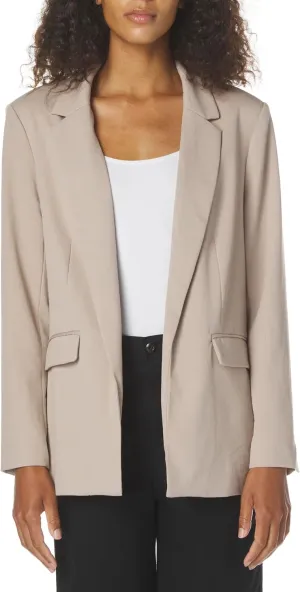 Women's Long Sleeve V Neck Twill Open Blazer