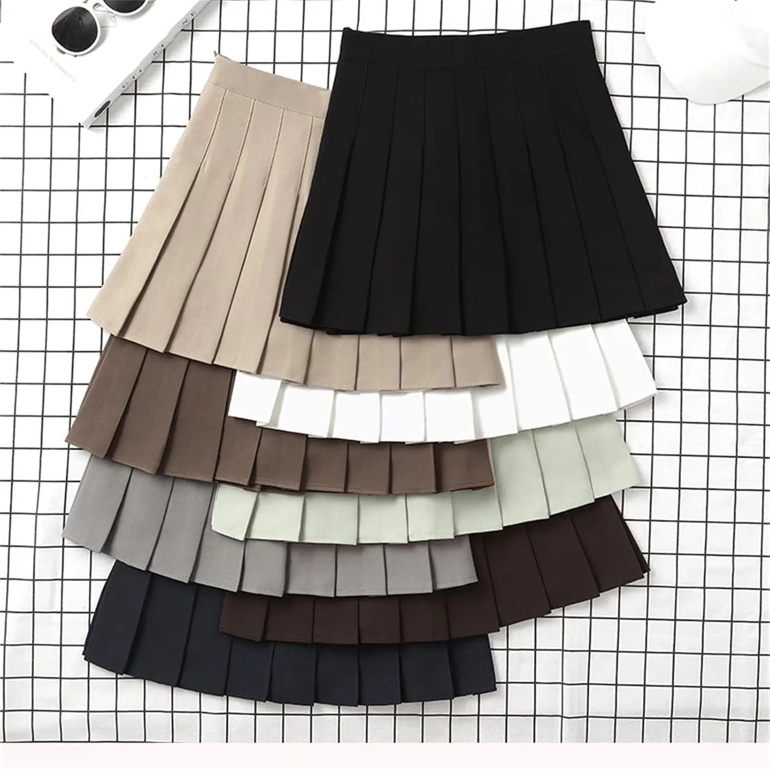 Women's Mini Pleated Skirt High Waist A-Line Short Skater Athletic Tennis Skater Skirts Skort