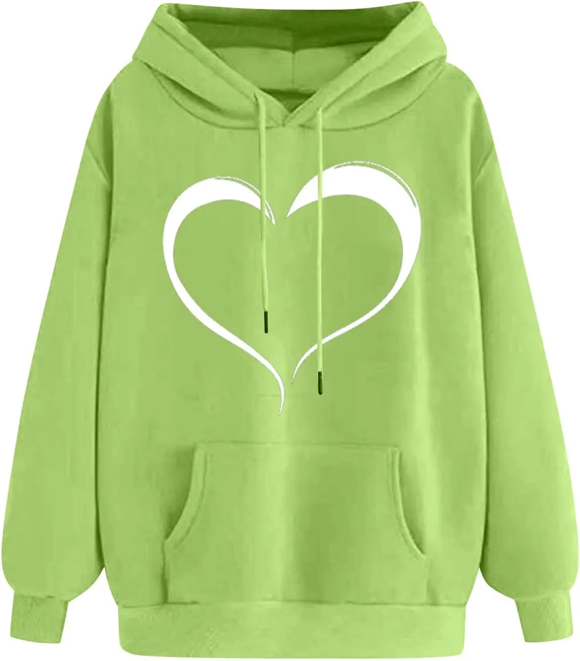 Womens Oversized Hoodies Cute Heart Printed Funny Teen Girls Hooded Sweatshirts Casual Baggy Pullover Tops for Outing