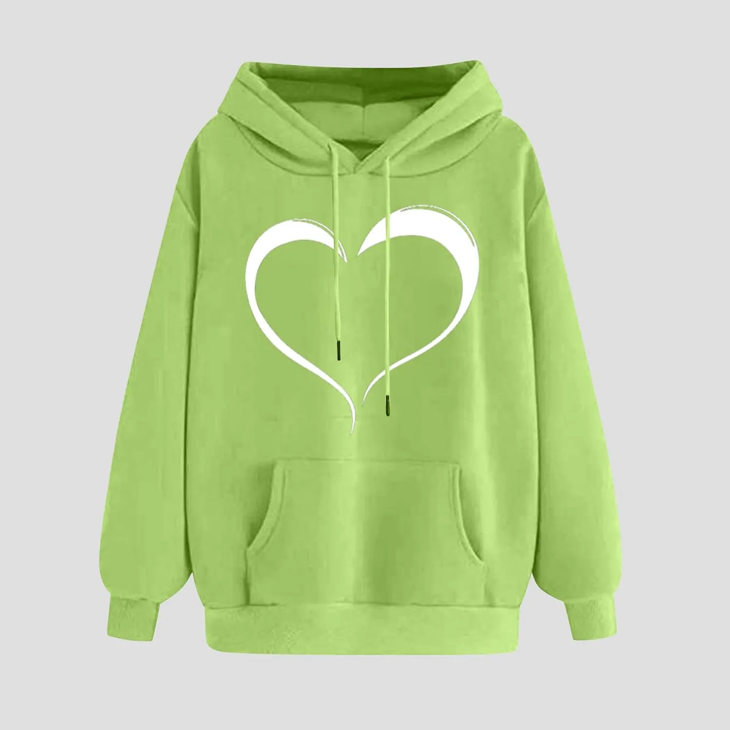Womens Oversized Hoodies Cute Heart Printed Funny Teen Girls Hooded Sweatshirts Casual Baggy Pullover Tops for Outing