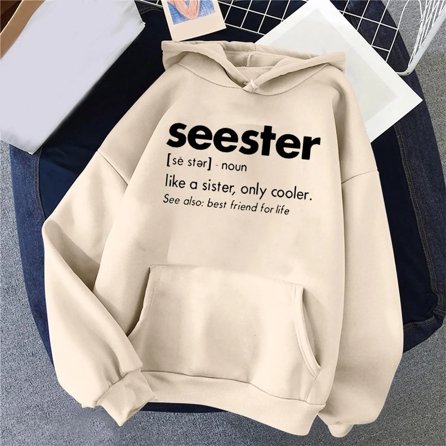 Womens Oversized Hoodies Letter Print Hooded Pullover Casual Sweatshirt 2024 Fashion Fall Clothes Outfits with