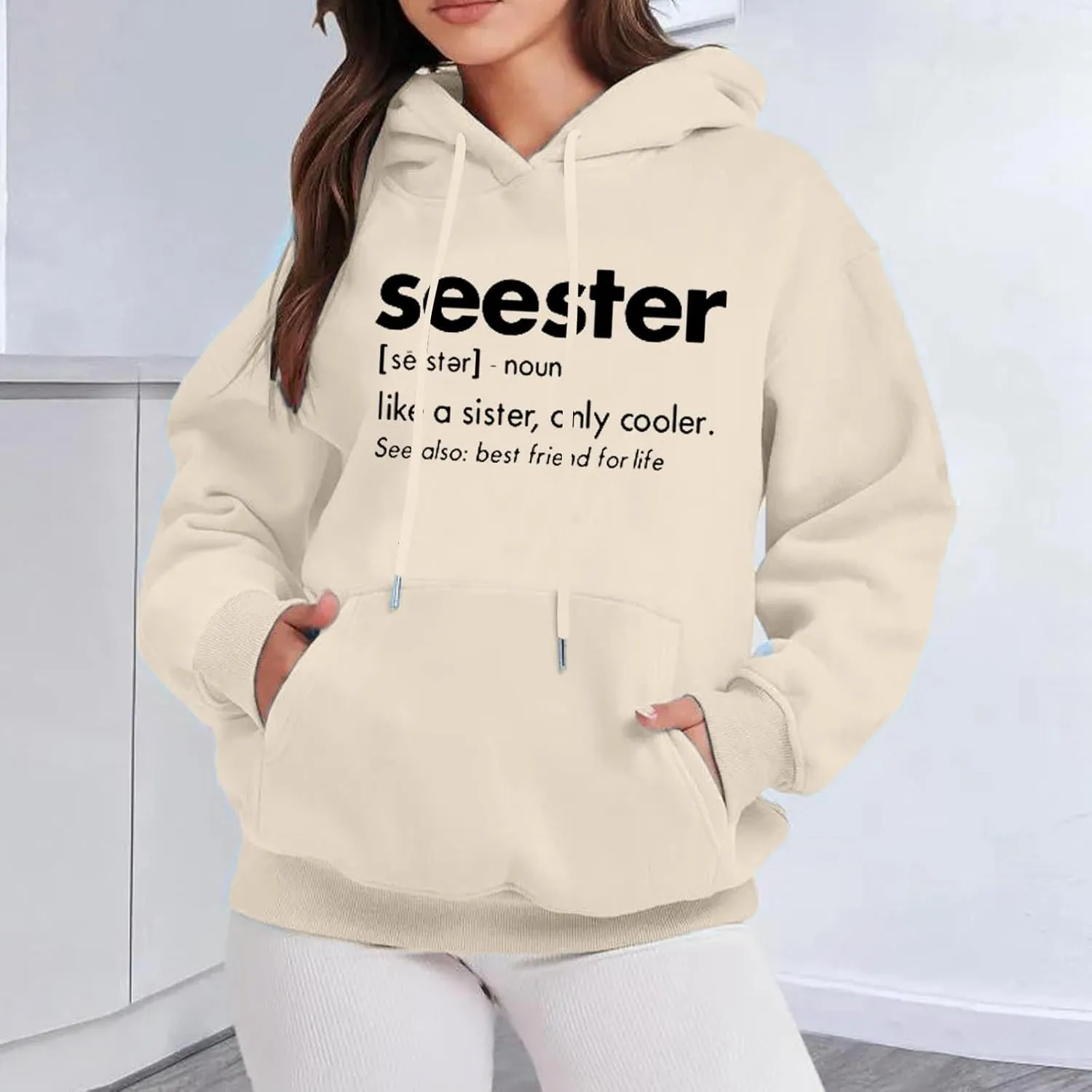Womens Oversized Hoodies Letter Print Hooded Pullover Casual Sweatshirt 2024 Fashion Fall Clothes Outfits with