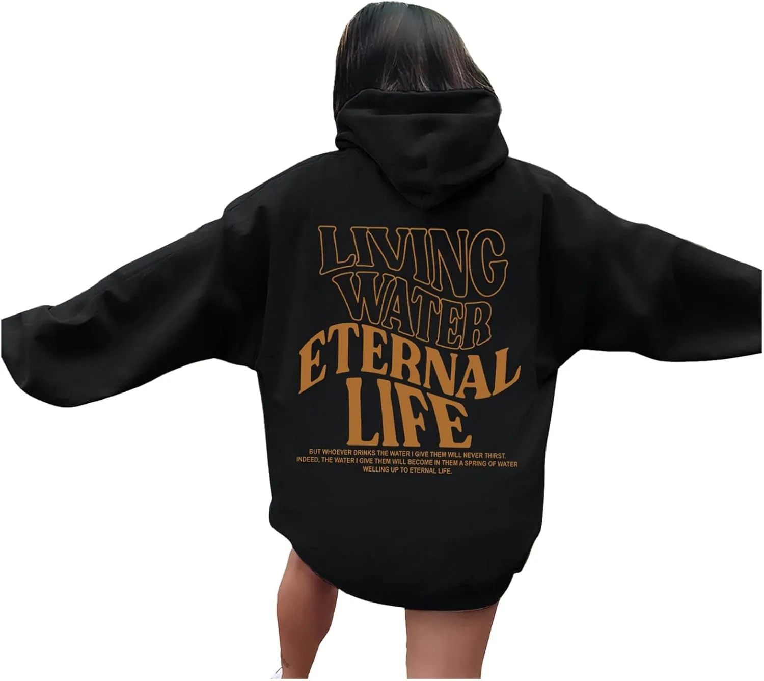 Womens Oversized Hoodies Long Sleeve Sweatshirt Letter Print Comfy Casual Loose Pullover with Pockets Clothes