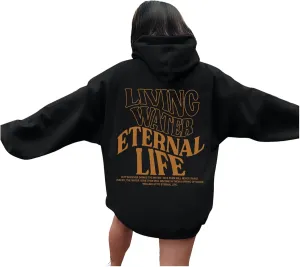 Womens Oversized Hoodies Long Sleeve Sweatshirt Letter Print Comfy Casual Loose Pullover with Pockets Clothes