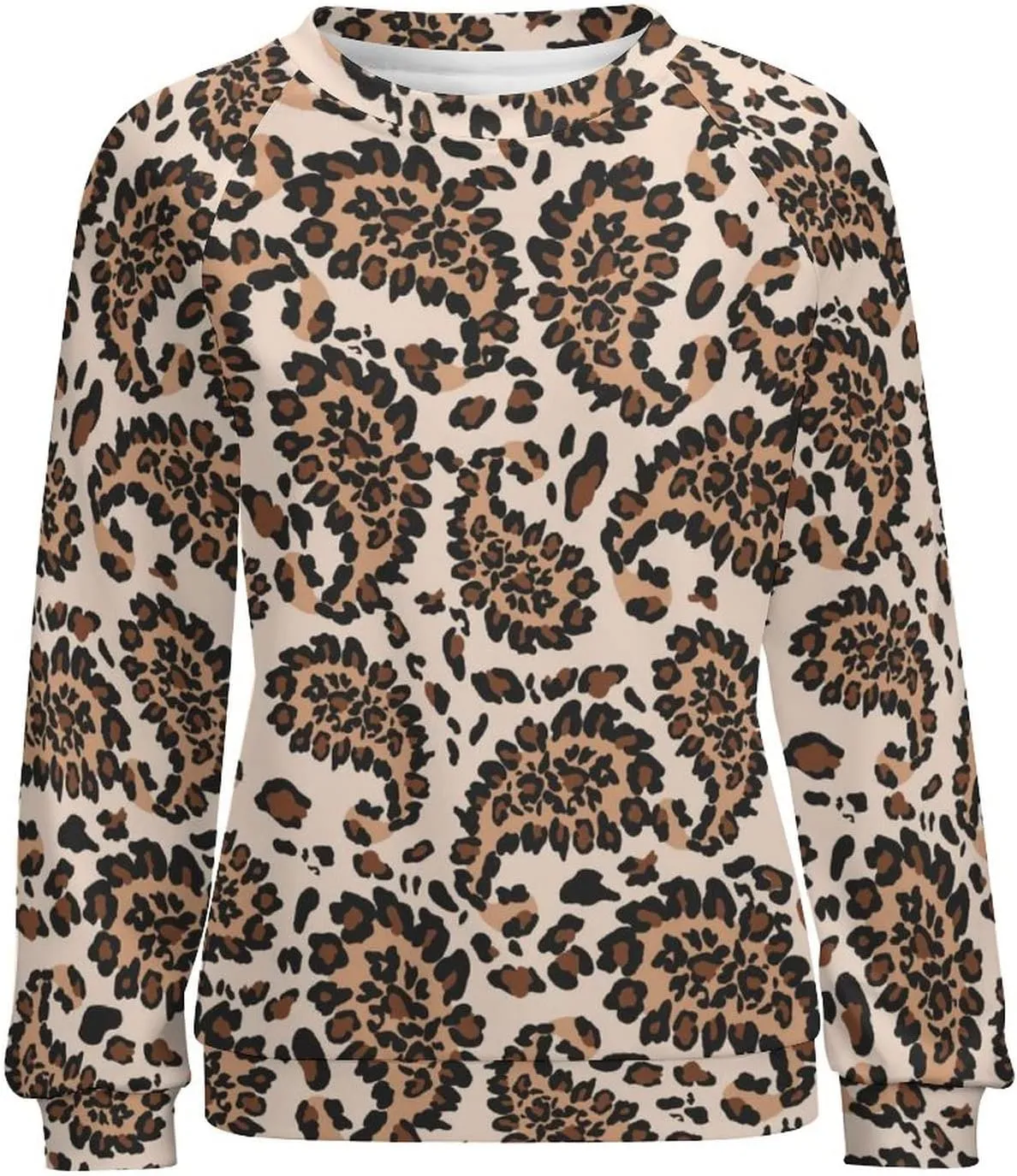 Womens Paisley Sweatshirt Oversized Loose Fit Novelty Graphic Crewneck Sweatshirts Casual Raglan Long Sleeve Tops Shirt