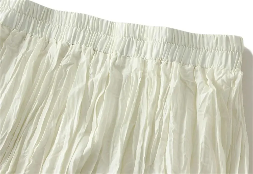 Women's Pleated Long Skirt A-Line High Waist All-Match Long Skirt