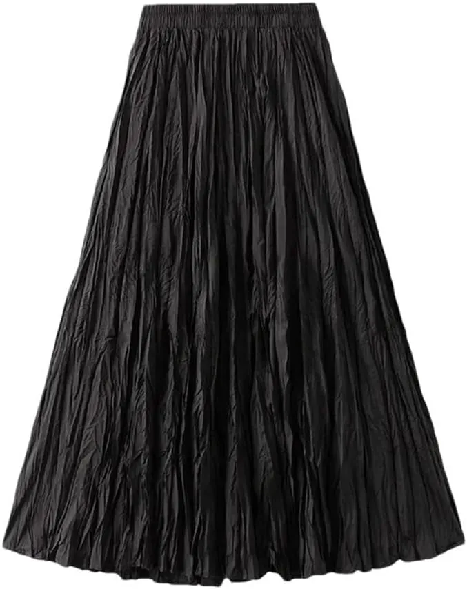 Women's Pleated Long Skirt A-Line High Waist All-Match Long Skirt