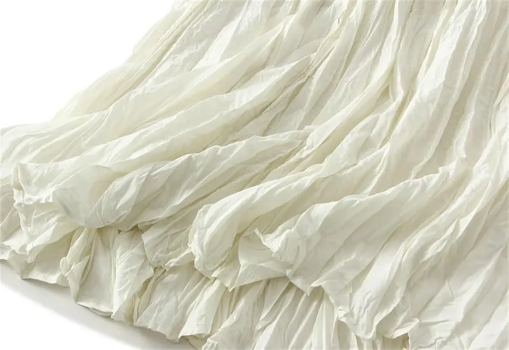 Women's Pleated Long Skirt A-Line High Waist All-Match Long Skirt