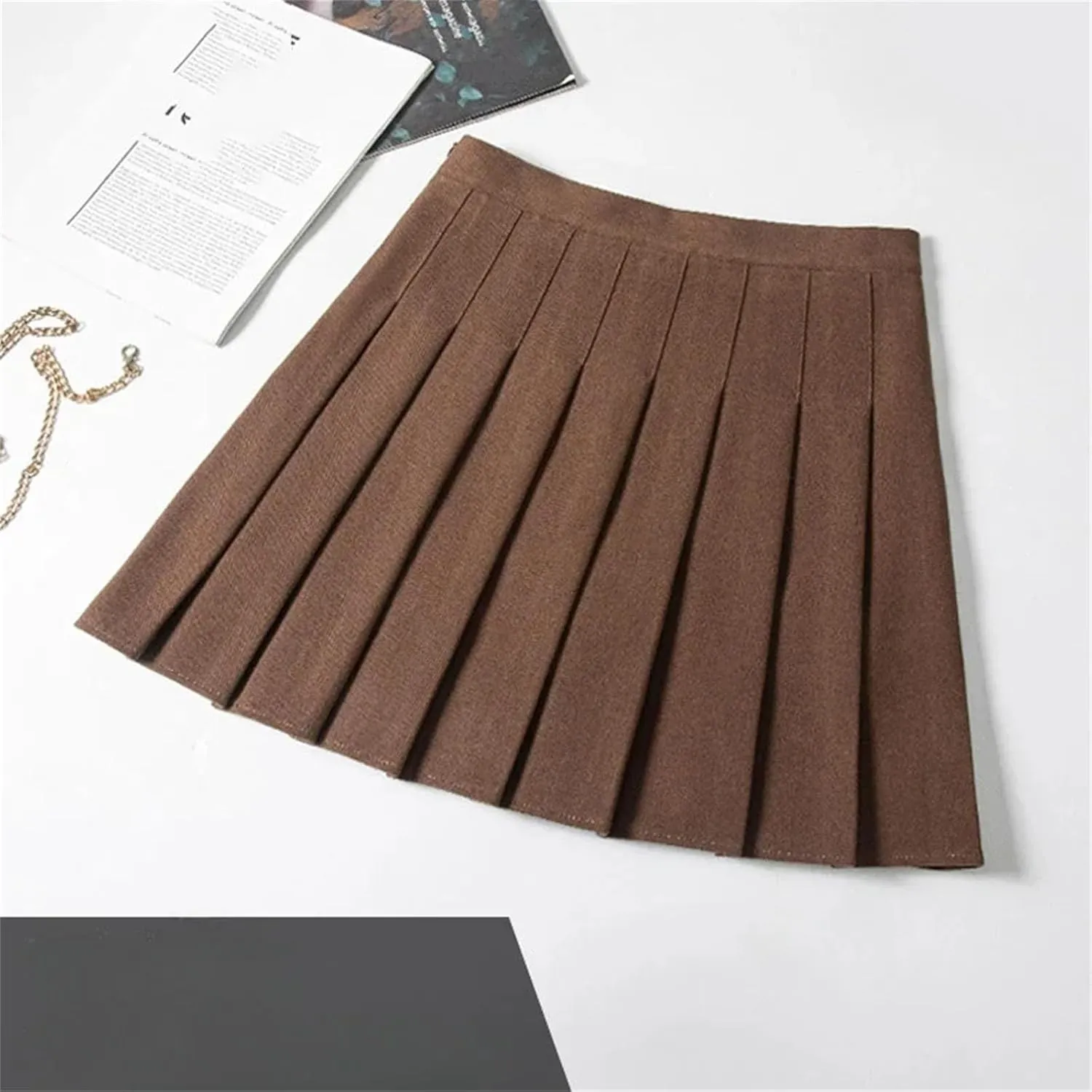 Womens Pleated Mini Skirt School Uniform High Waisted A-Line Skater Skirts Golf Skort
