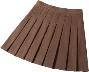 Womens Pleated Mini Skirt School Uniform High Waisted A-Line Skater Skirts Golf Skort