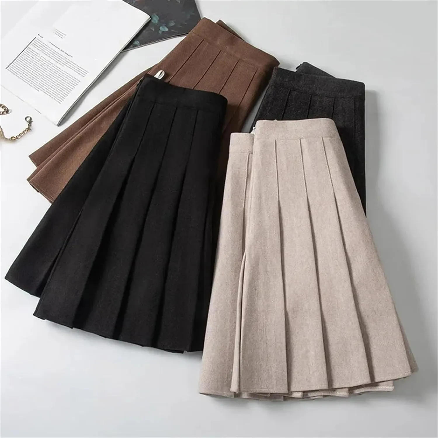Womens Pleated Mini Skirt School Uniform High Waisted A-Line Skater Skirts Golf Skort