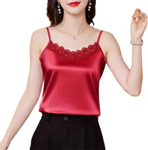 Women's Sexy Lace Patchwork Tank Top Summer Sleeveless Camisole Shirt