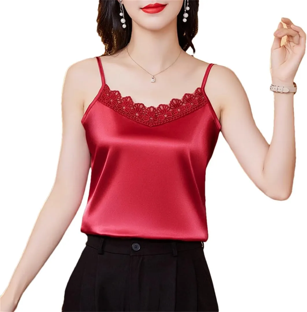 Women's Sexy Lace Patchwork Tank Top Summer Sleeveless Camisole Shirt