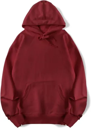 Women's Solid Color Hooded Sweatshirt 100% Cotton Sports Hoodie Oversized Pullover Tops Clothes with Pocket