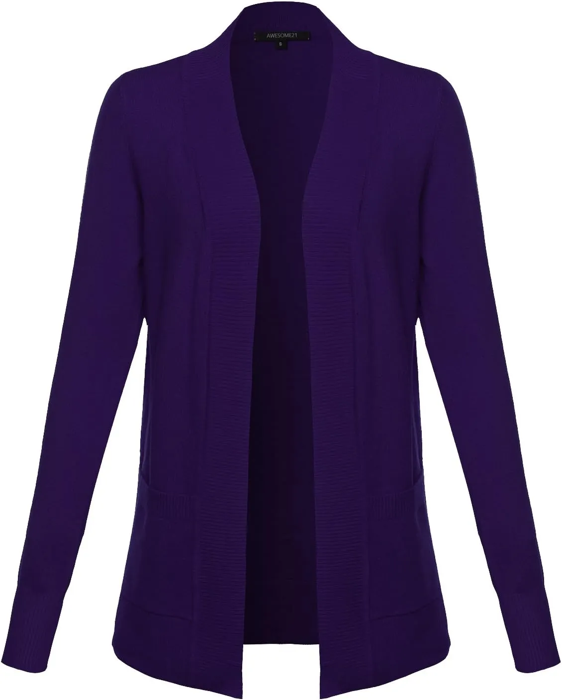 Women's Solid Soft Stretch Open Front Knit Cardigan
