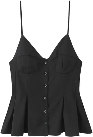 Women's Spaghetti Strap Tank Top Solid Color Spring Summer Casual Cropped Camisoles