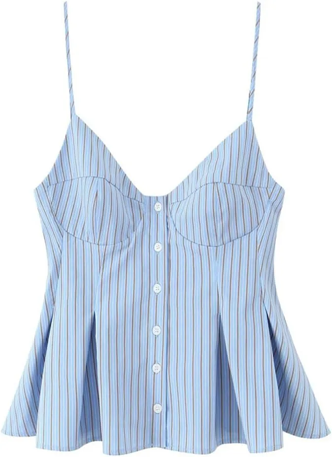 Women's Spaghetti Strap Tank Top Solid Color Spring Summer Casual Cropped Camisoles