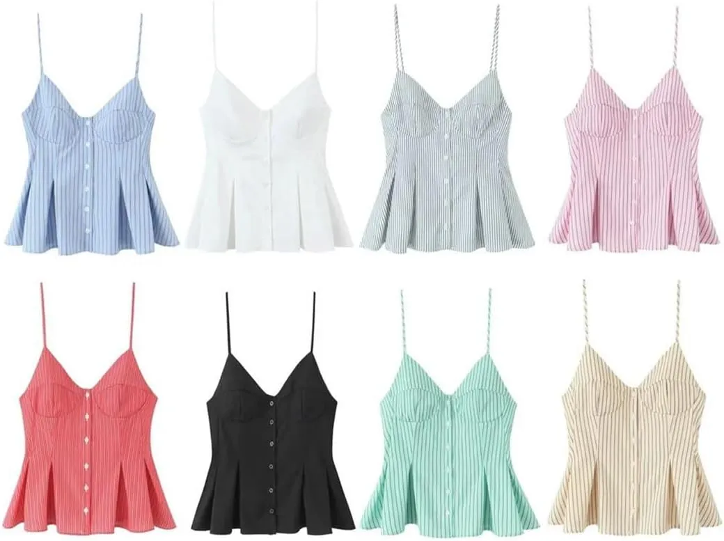 Women's Spaghetti Strap Tank Top Solid Color Spring Summer Casual Cropped Camisoles