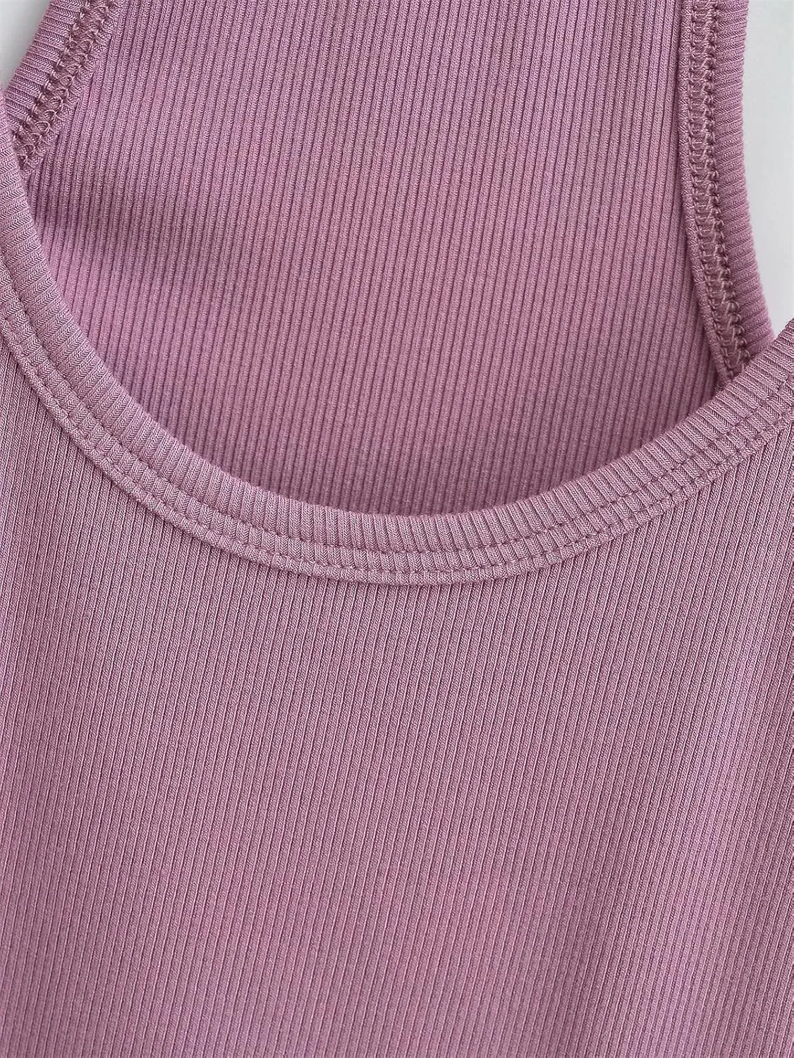 Women's Stretch Thin Camisole Summer Round Neck Casual Short Knit Tank Top