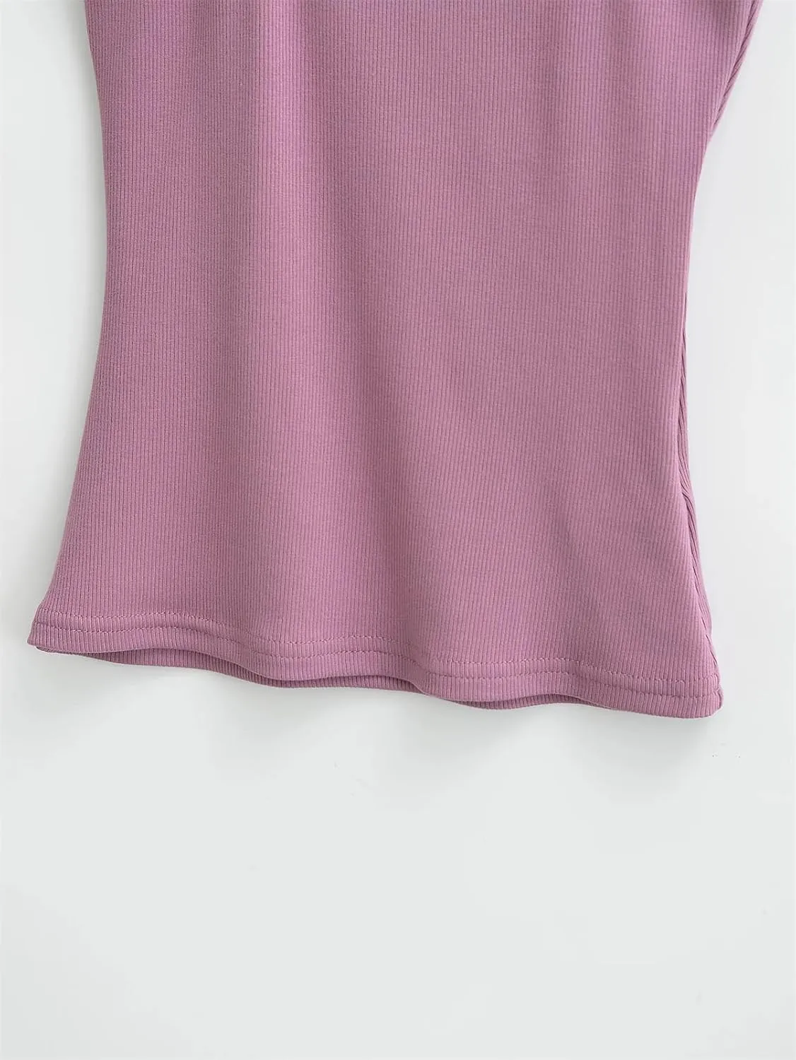Women's Stretch Thin Camisole Summer Round Neck Casual Short Knit Tank Top