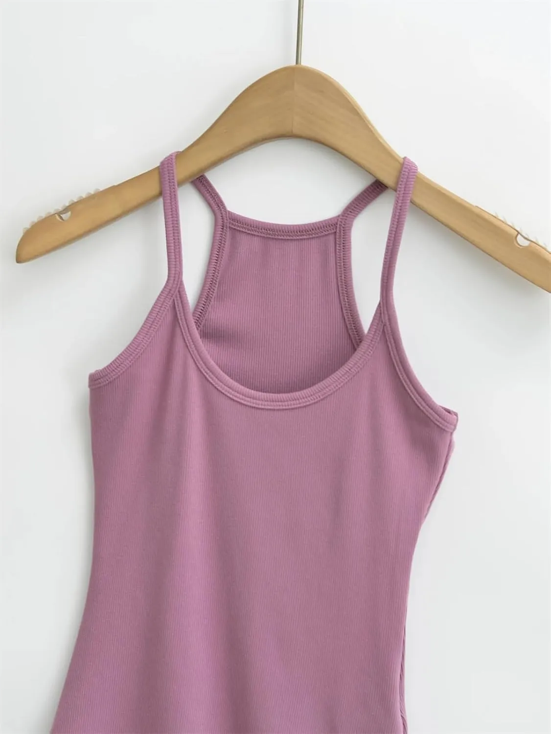 Women's Stretch Thin Camisole Summer Round Neck Casual Short Knit Tank Top