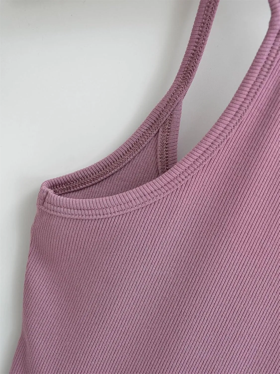 Women's Stretch Thin Camisole Summer Round Neck Casual Short Knit Tank Top