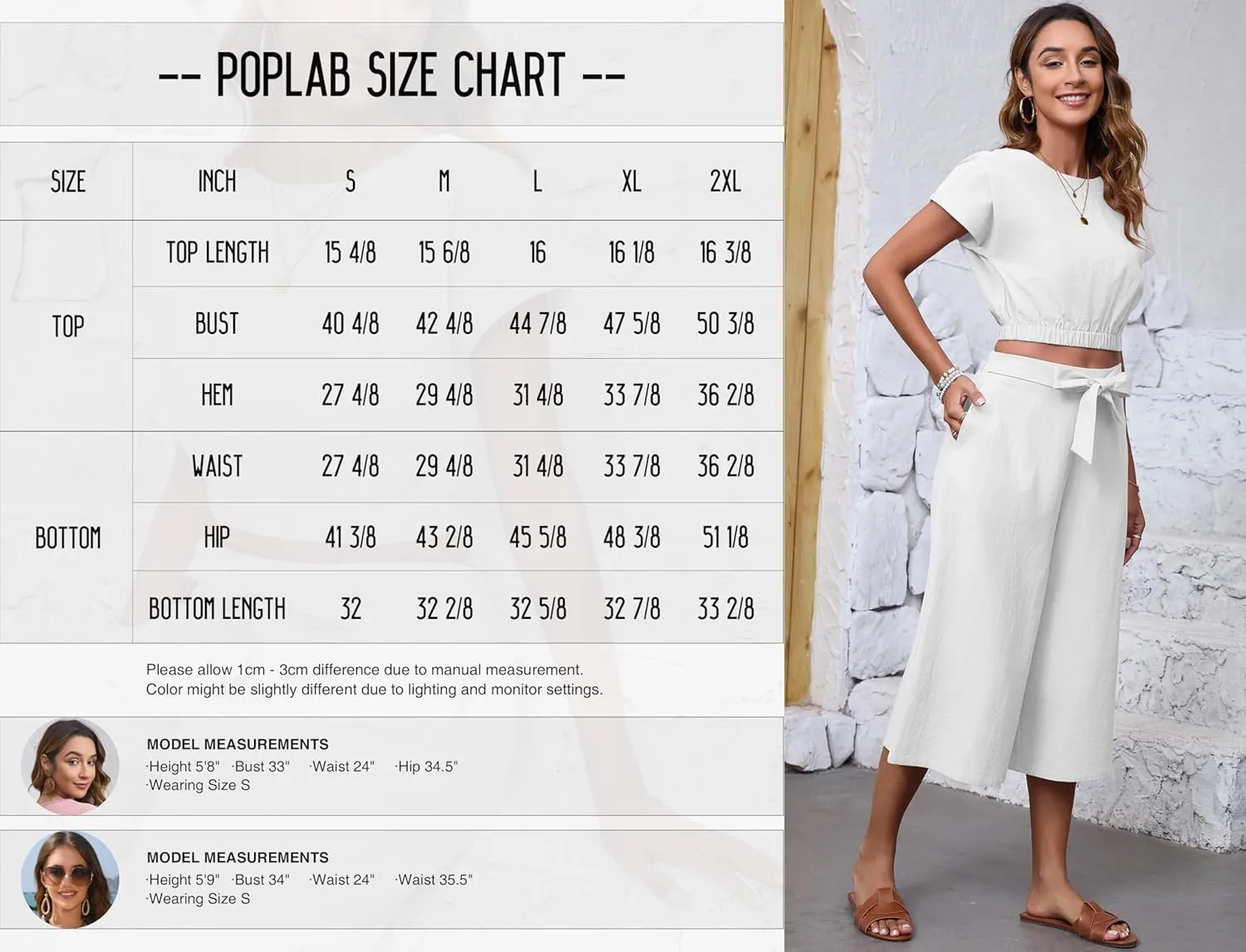 Women's Summer 2 Piece Outfit Cap Sleeve Crewneck Crop Top Capri Wide Leg Pants Lounge Sets for Women