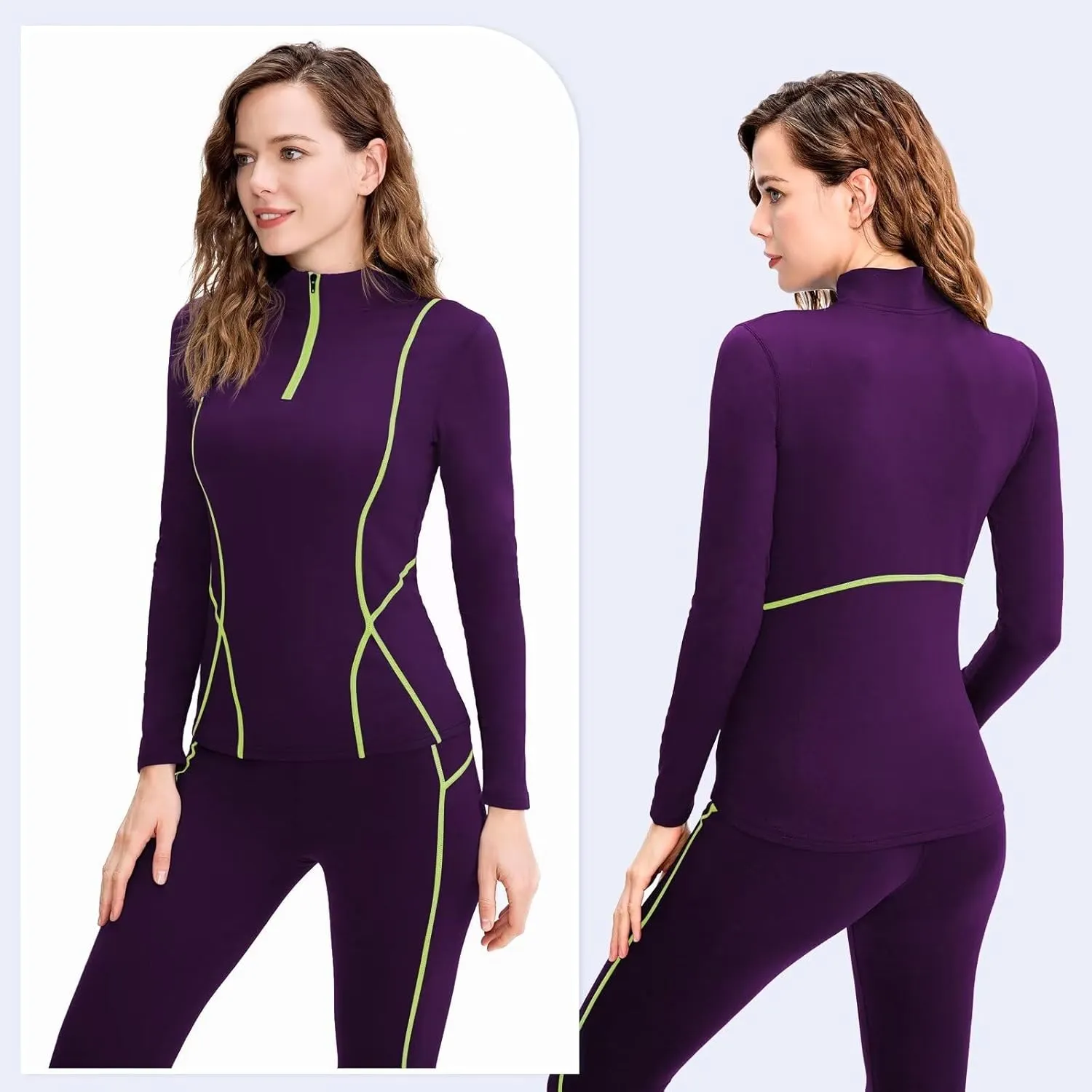 Women's Thermal Long Sleeve Sweat Shirts 1/4 Zip Running Pullover Quick Dry Jogging Outfits Base Layer for Women