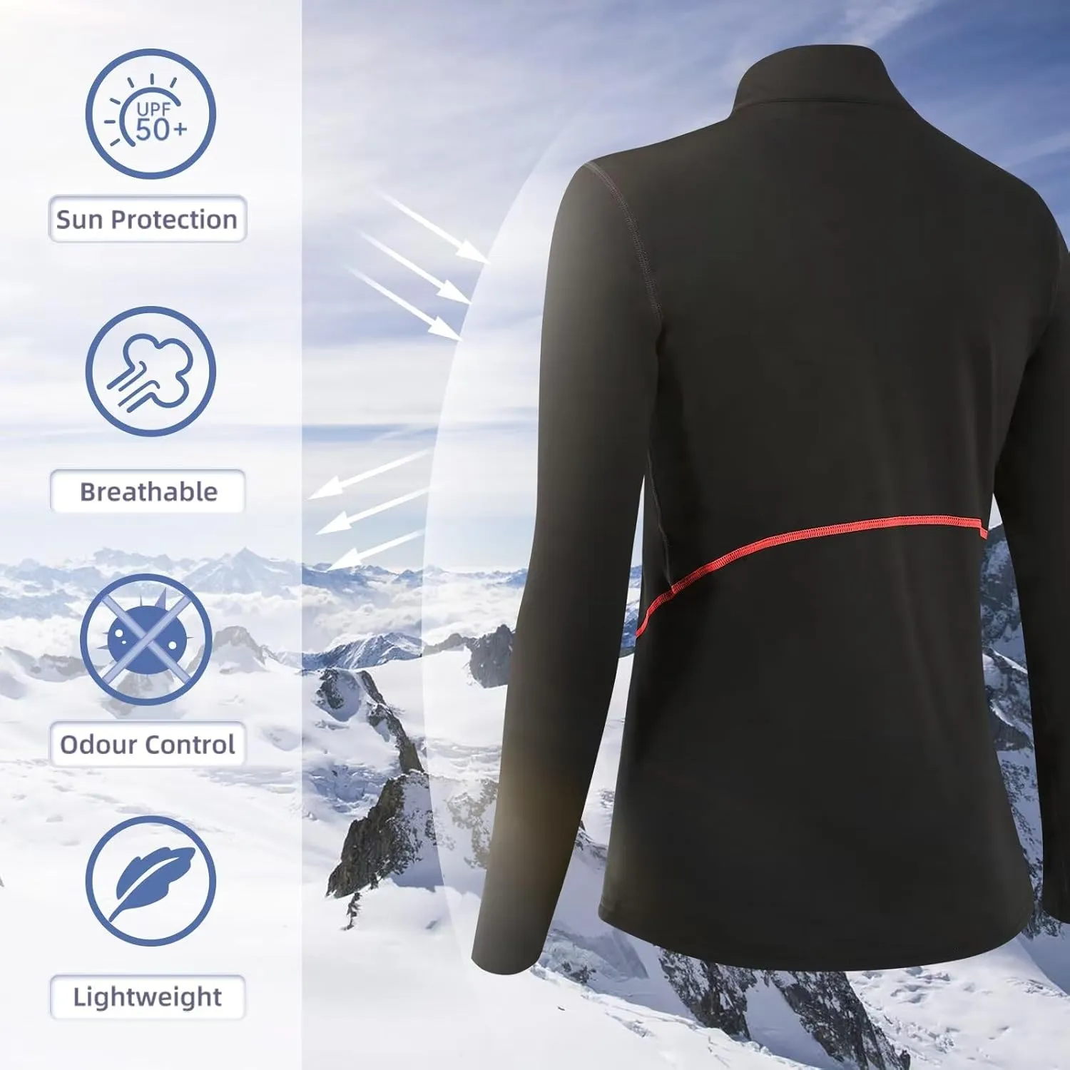 Women's Thermal Long Sleeve Sweat Shirts 1/4 Zip Running Pullover Quick Dry Jogging Outfits Base Layer for Women
