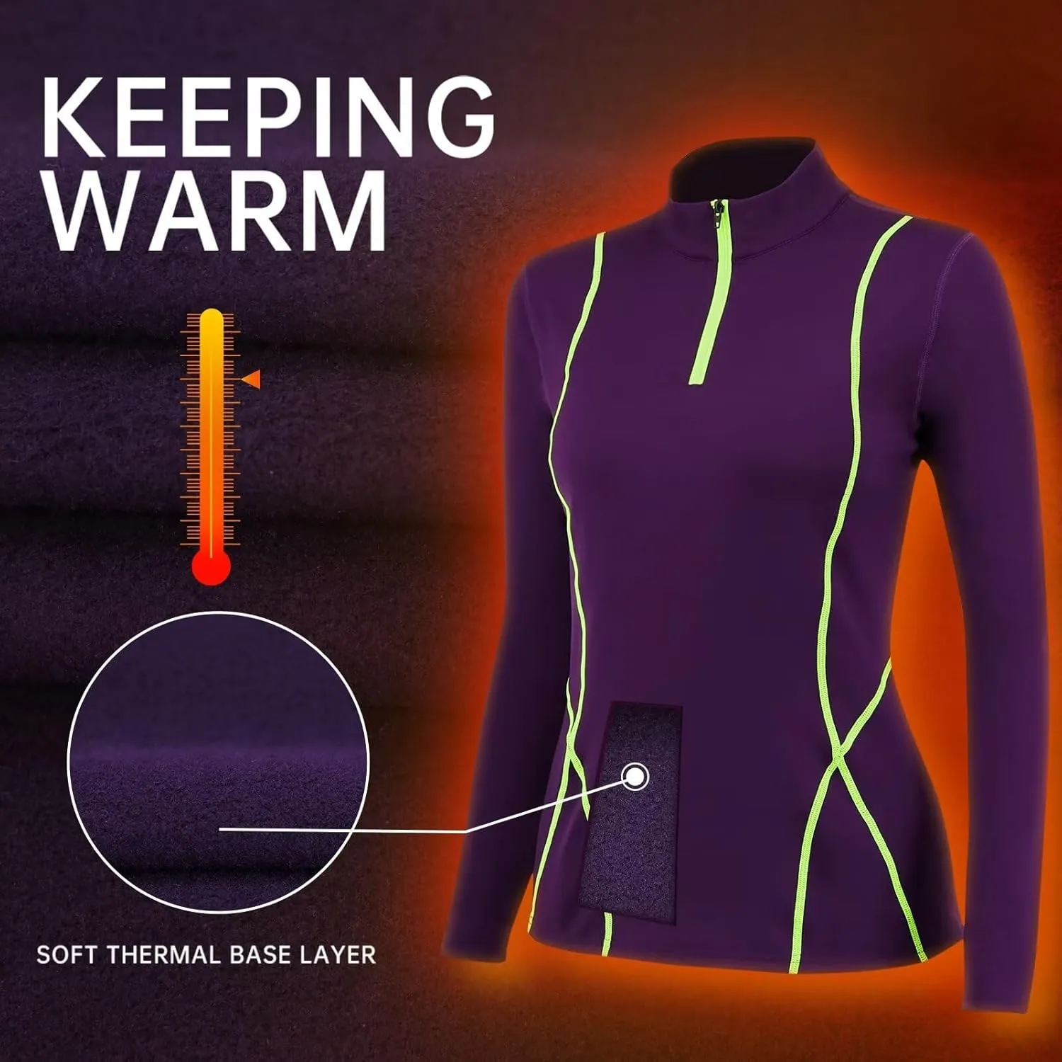 Women's Thermal Long Sleeve Sweat Shirts 1/4 Zip Running Pullover Quick Dry Jogging Outfits Base Layer for Women