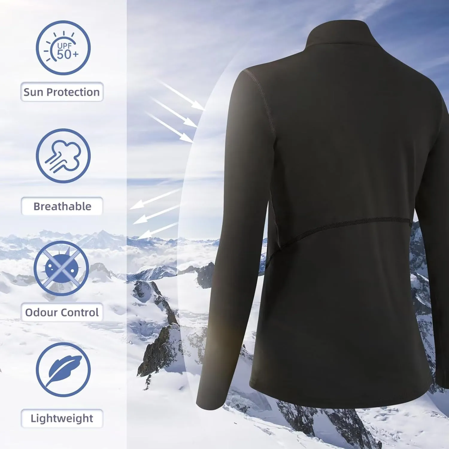 Women's Thermal Long Sleeve Sweat Shirts 1/4 Zip Running Pullover Quick Dry Jogging Outfits Base Layer for Women