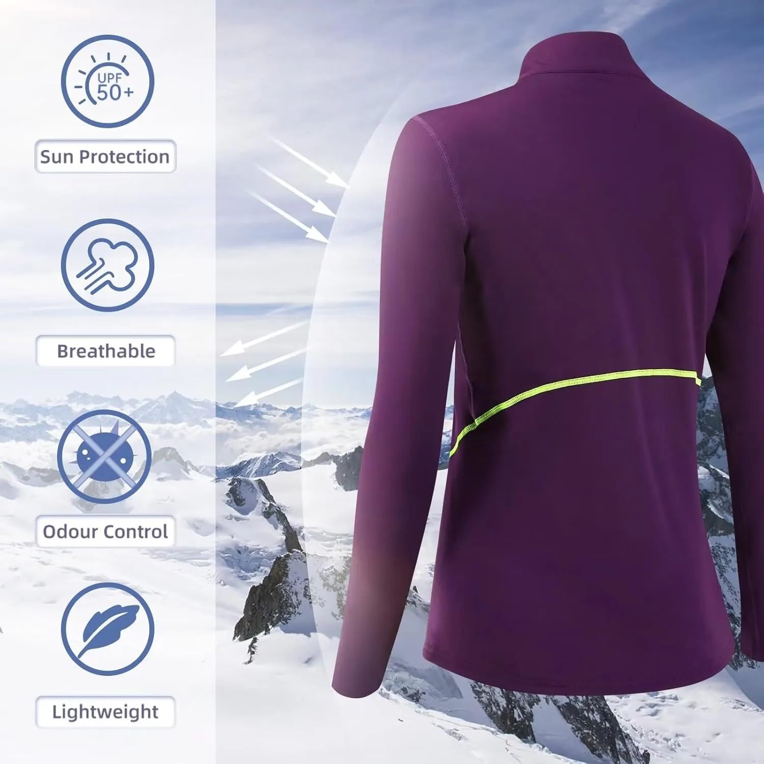 Women's Thermal Long Sleeve Sweat Shirts 1/4 Zip Running Pullover Quick Dry Jogging Outfits Base Layer for Women