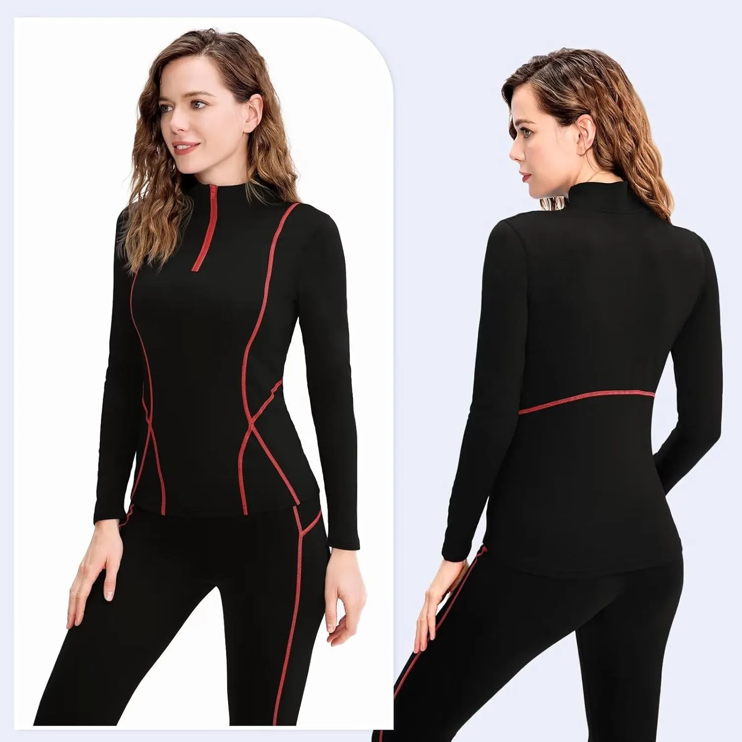 Women's Thermal Long Sleeve Sweat Shirts 1/4 Zip Running Pullover Quick Dry Jogging Outfits Base Layer for Women