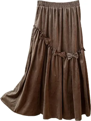 Women's Trendy High Waisted Midi Skirt Casual Stretchy A-line Pleated Skirt for Party Travel