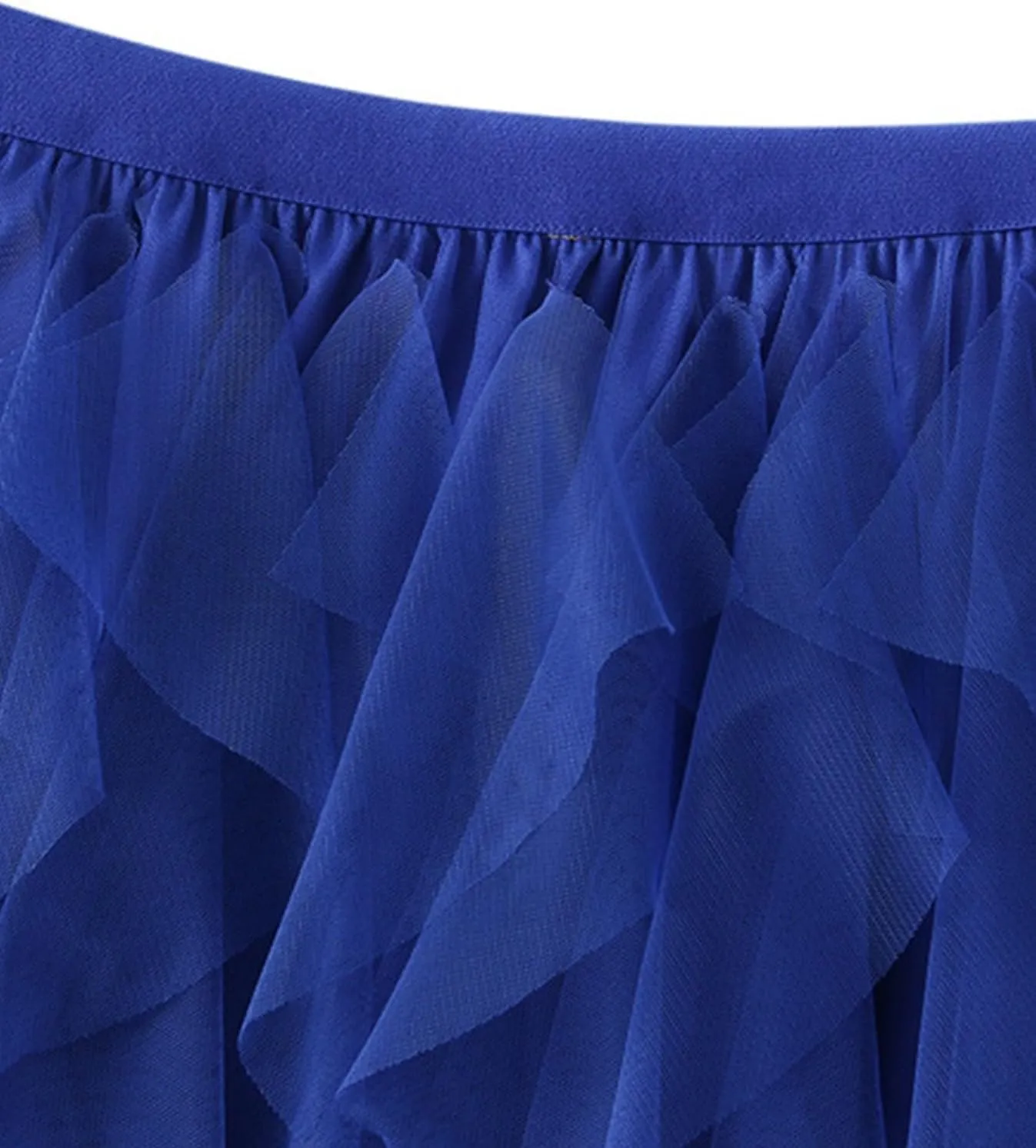 Womens Tulle Ruffle Midi Skirts Casual High Waisted A Line Tiered Tutu Pleated Fairy Skirt
