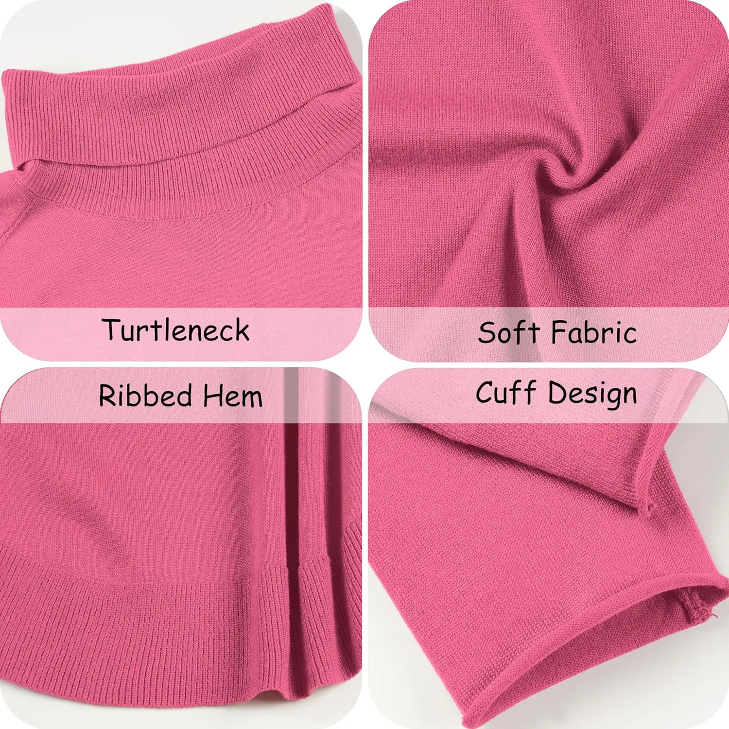 Women's Turtleneck Knit Pullover Long Sleeve Casual Oversized Curved Hemline Sweater Tops