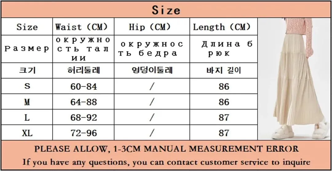 Women's Vintage Pleated Tweed Maxi Skirt Patchwork High Waist Long Skirt Midi Skirt