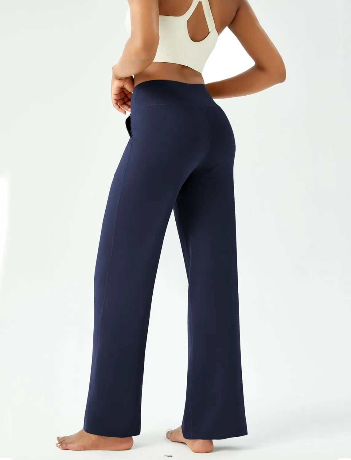 Womens Wide Leg Yoga Pants Casual Work Dress Pants Lounge Sweatpants High Waist Comfy Loose Trousers with Pockets