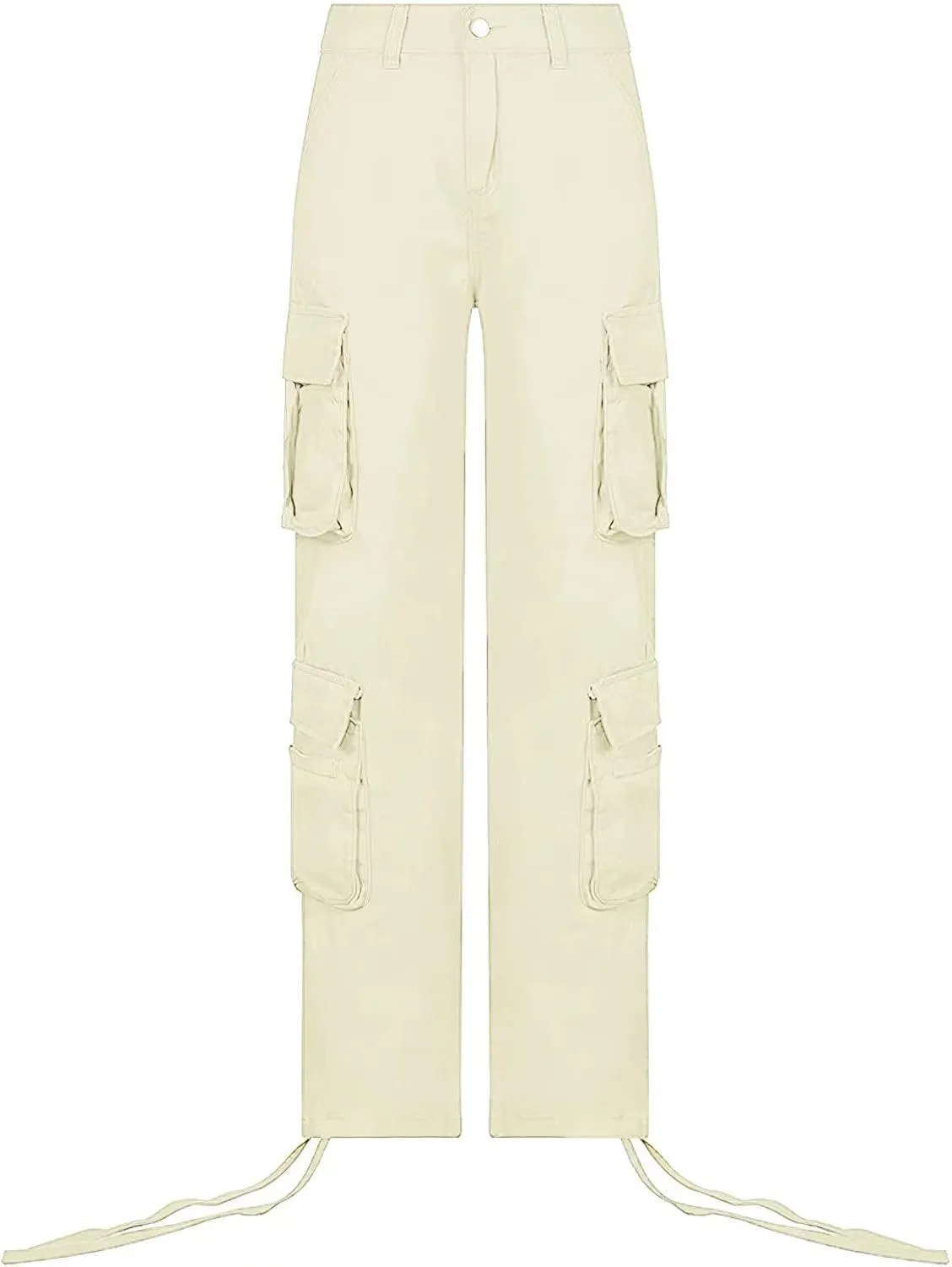 Women's Y2K High Rise Baggy Straight Leg Cargo Pants Streetwear Casual Boyfriend Trousers with Pockets