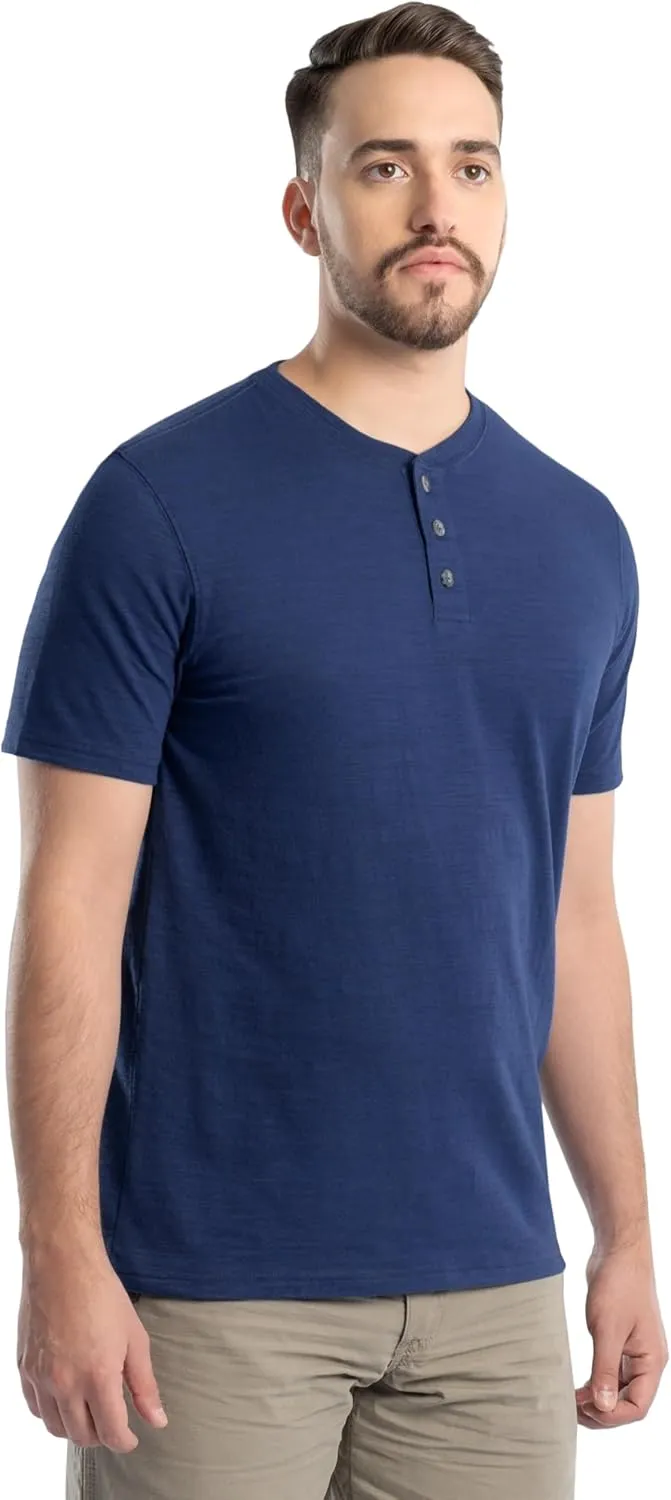 Wrangler Men's Short Sleeve Recycled Slub Jersey Workwear Henley T-Shirt