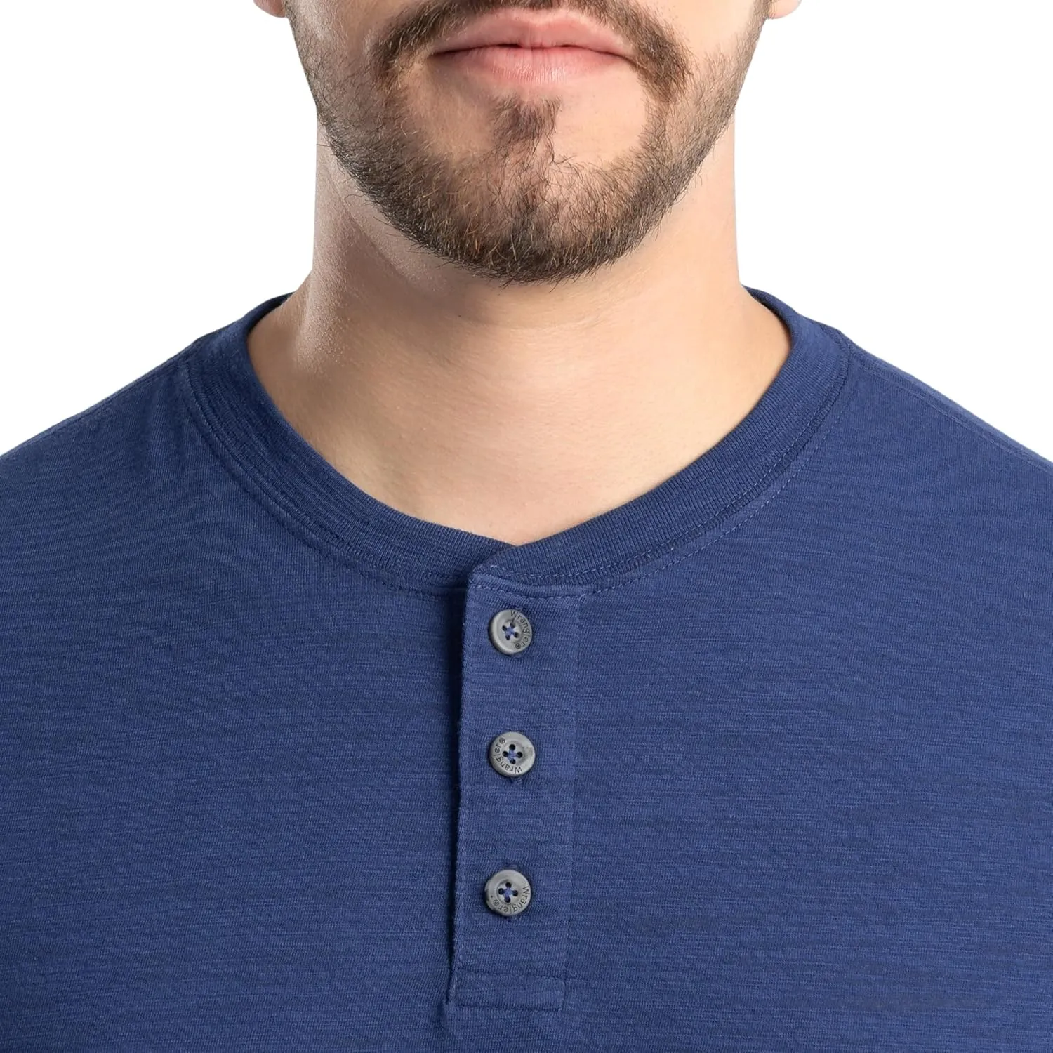 Wrangler Men's Short Sleeve Recycled Slub Jersey Workwear Henley T-Shirt