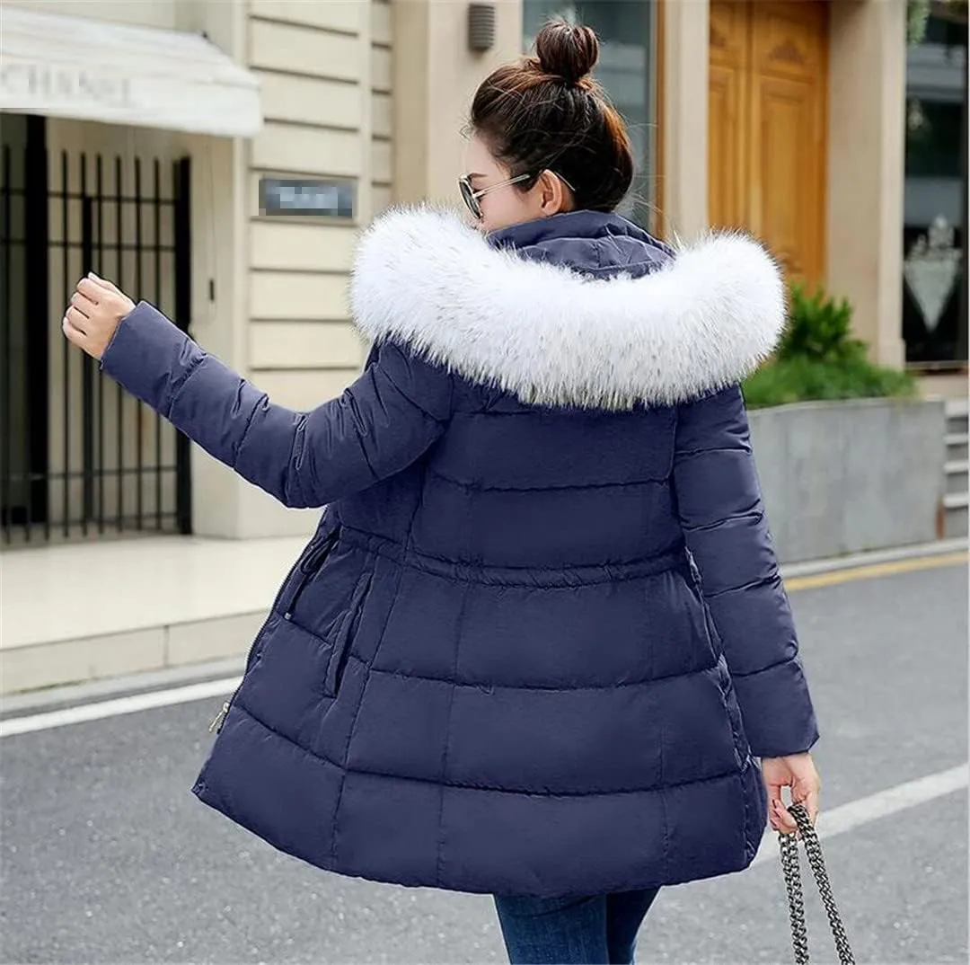 Wvapzxx Winter Women Jacket Hooded Cotton Padded Coat Warm Long Outwear Parka