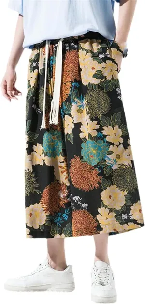 Xingfenly Summer Men' Casual Print Baggy Pants Men Chinese Style Harem Male Hip Hop Streewear Wide Leg Trousers