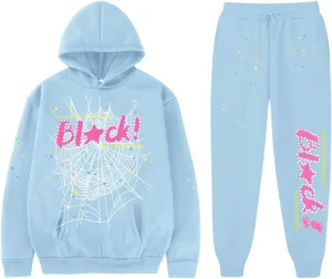 Y2K Hoodie Set Cobweb Spider Style Hoodie Pant Casual Tracksuit Long Sleeve Athletic Suit