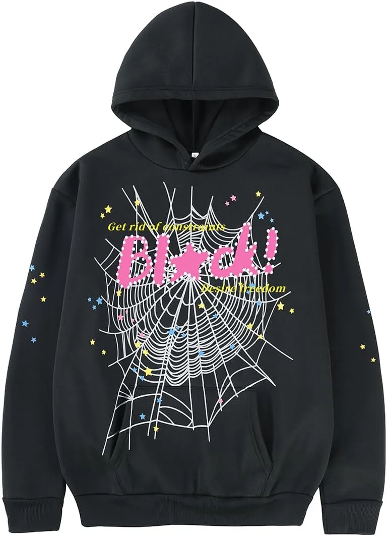 Y2K Hoodie Set Cobweb Spider Style Hoodie Pant Casual Tracksuit Long Sleeve Athletic Suit
