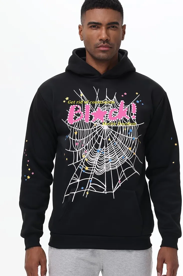 Y2K Hoodie Set Cobweb Spider Style Hoodie Pant Casual Tracksuit Long Sleeve Athletic Suit