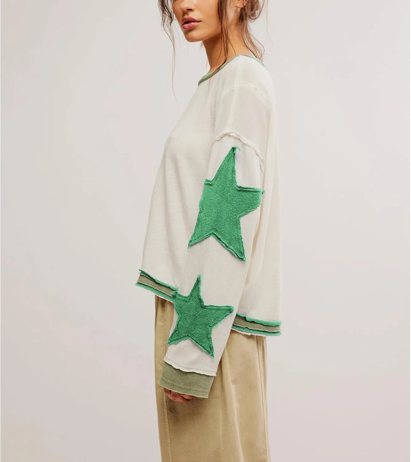 Y2k Oversized Sweatshirt for Women Crewneck Graphic Sweatshirts Long Sleeve Drop Shoulder Preppy Shirts Pullover Tops