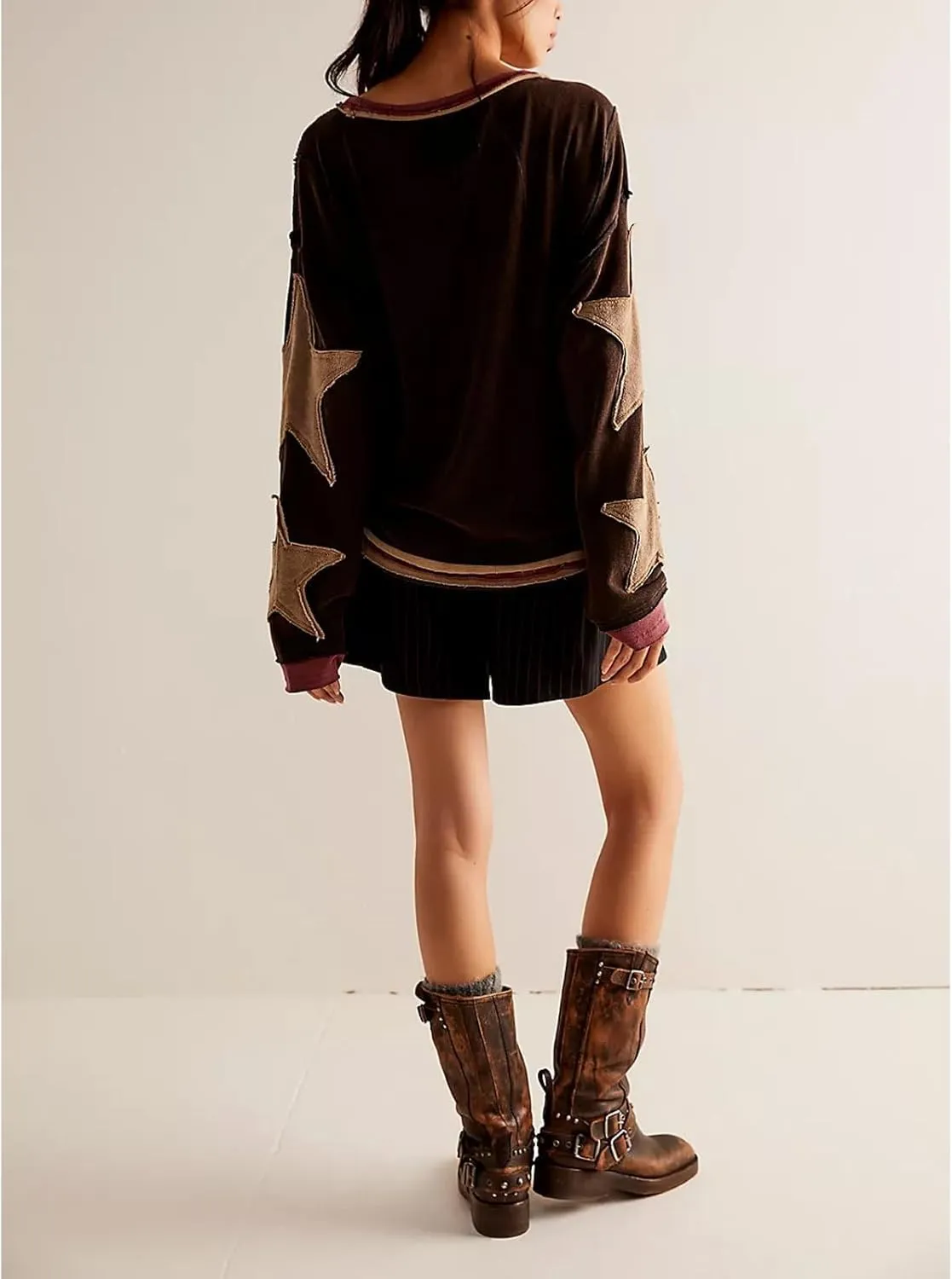 Y2k Oversized Sweatshirt for Women Crewneck Graphic Sweatshirts Long Sleeve Drop Shoulder Preppy Shirts Pullover Tops